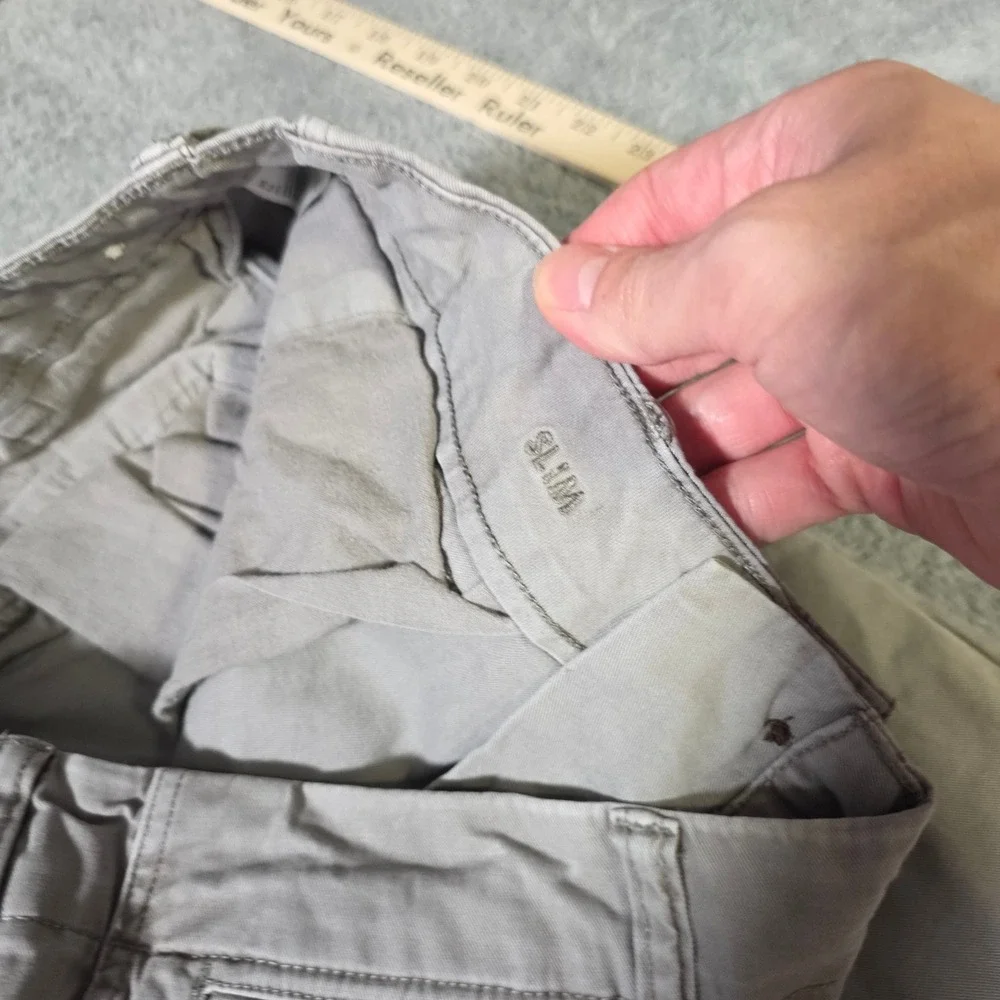 American Eagle Mens 34x33.5 Slim‎ Chino Pants Grey Khaki Next Level Flex Stretch